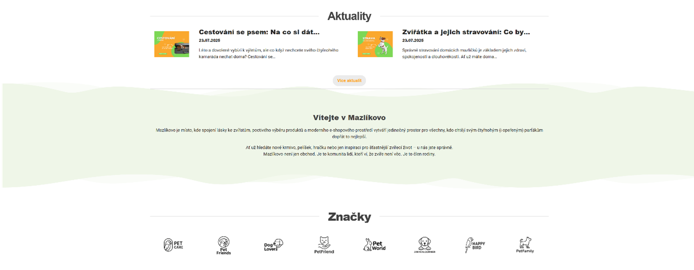 Uvítací článek – předpřipravené šablony
