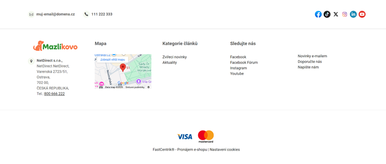 Patička – nastavení v administraci